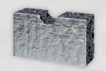 Dunkelgraue Akustikplatte stehend mit Aluminium-Oerfläche