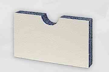 Dunkelgraue Schaumstoffplatte stehend mit beiger Kunstlederoberfläche