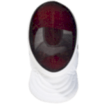 weißer Fechthelm mit schwarzem Gittervisir